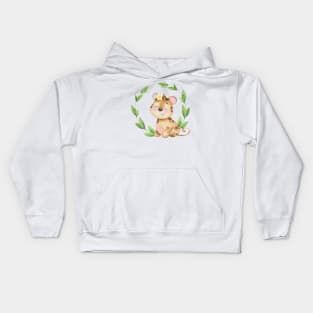 Watercolor Leopard Cub Kids Hoodie